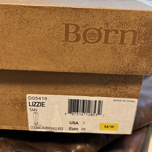 Born Cognac Brown Leather Boots with Nickel Studs - Picture 4 of 4